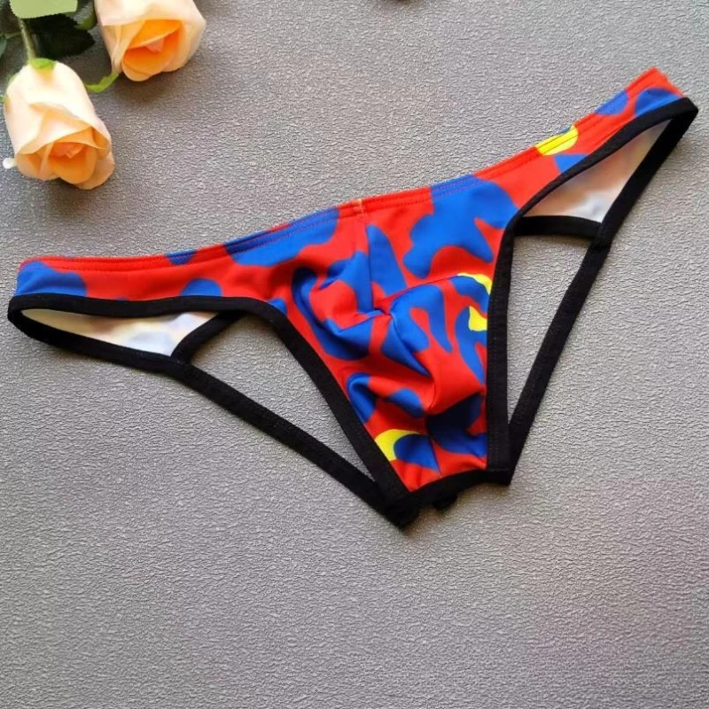 Men's Briefs Open Butt Thong Lingerie Low-Waist Pouch Panties Fashion Printed Sexy Hollow Underwear Backless Jockstrap String