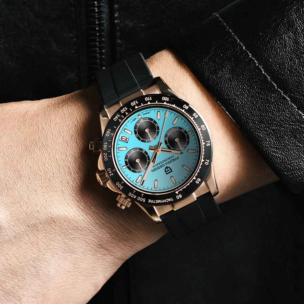 PAGANI DESIGN 1664 Watch Luxury Gold Blue Quartz Watch Men's AR Sapphire Crystal Calendar Waterproof Stainless Steel Men's Watch