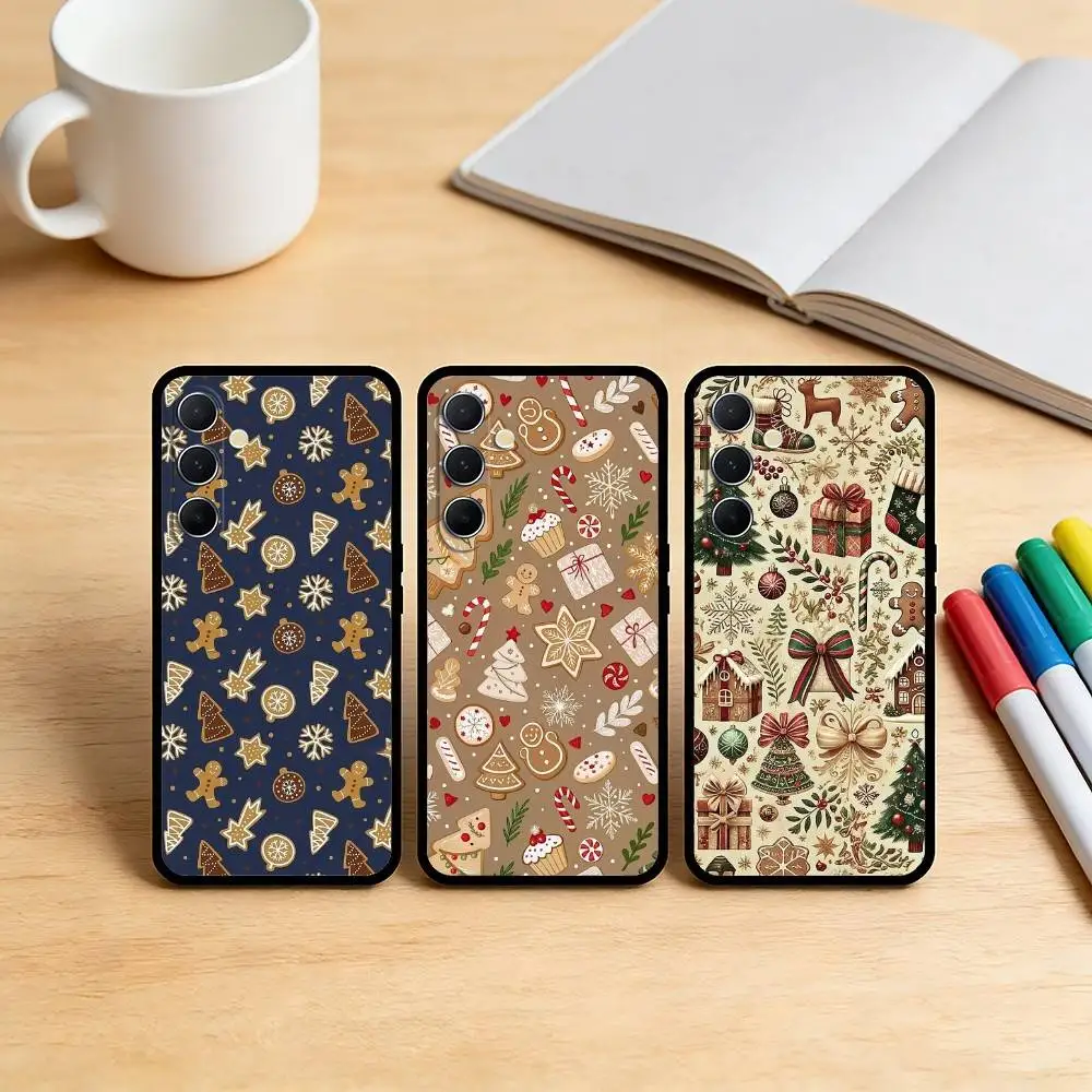 AAA Christmas Gingerbread Man Cartoon Phone Case For Samsung S25,S24,S21,S22,S23,S30,Ultra,S20,Plus,Fe,Note,10,9,5G Black Cover