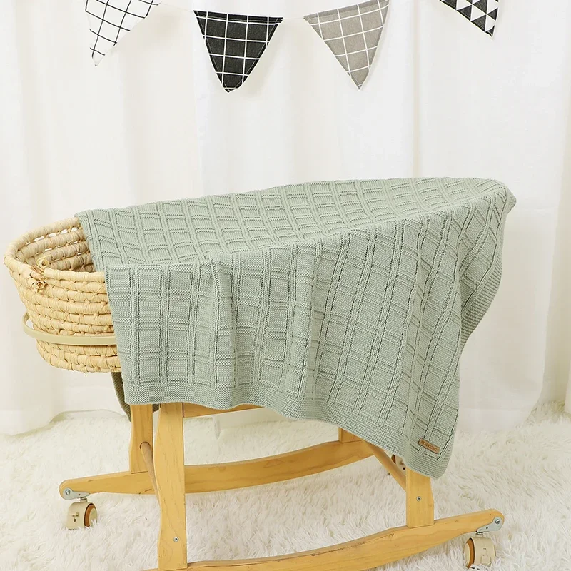 Newborn Baby Blanket Knit Hollow Infant Boy Girl Stroller Warp Swaddling Soft Plaid Toddler Kid Bedding Sofa Crib Quilt 100*80CM