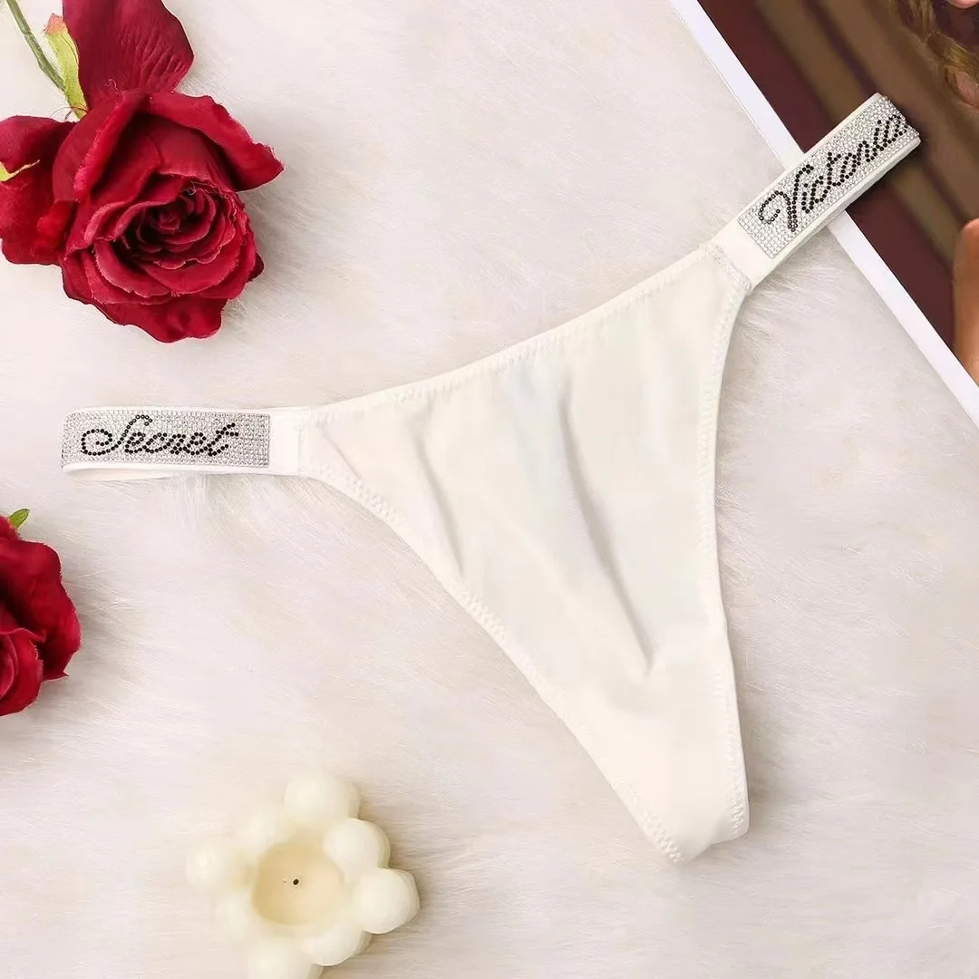 2024 VS Classic Women's Sexy Underwear Antibacterial Fashionable Soft with Rhinestones Breathable Panties Women's Underwear image 6