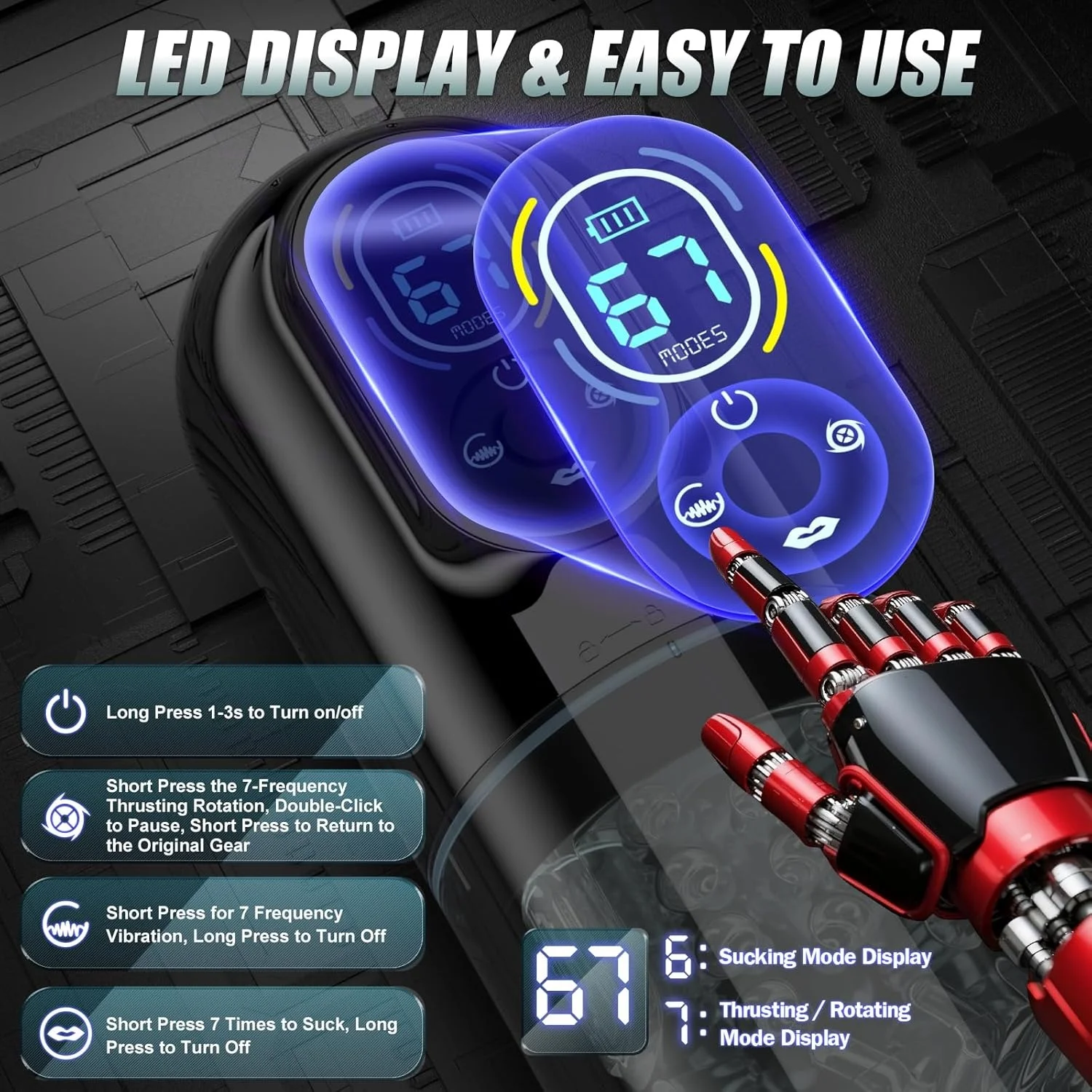 KUSHOR التلقائي ذكر الاستمناء مضخة القضيب لعبة الجنس للرجال جيب كس LCD اللسان آلة الجنس مع 7 وسائط الدورية Thrusting #5