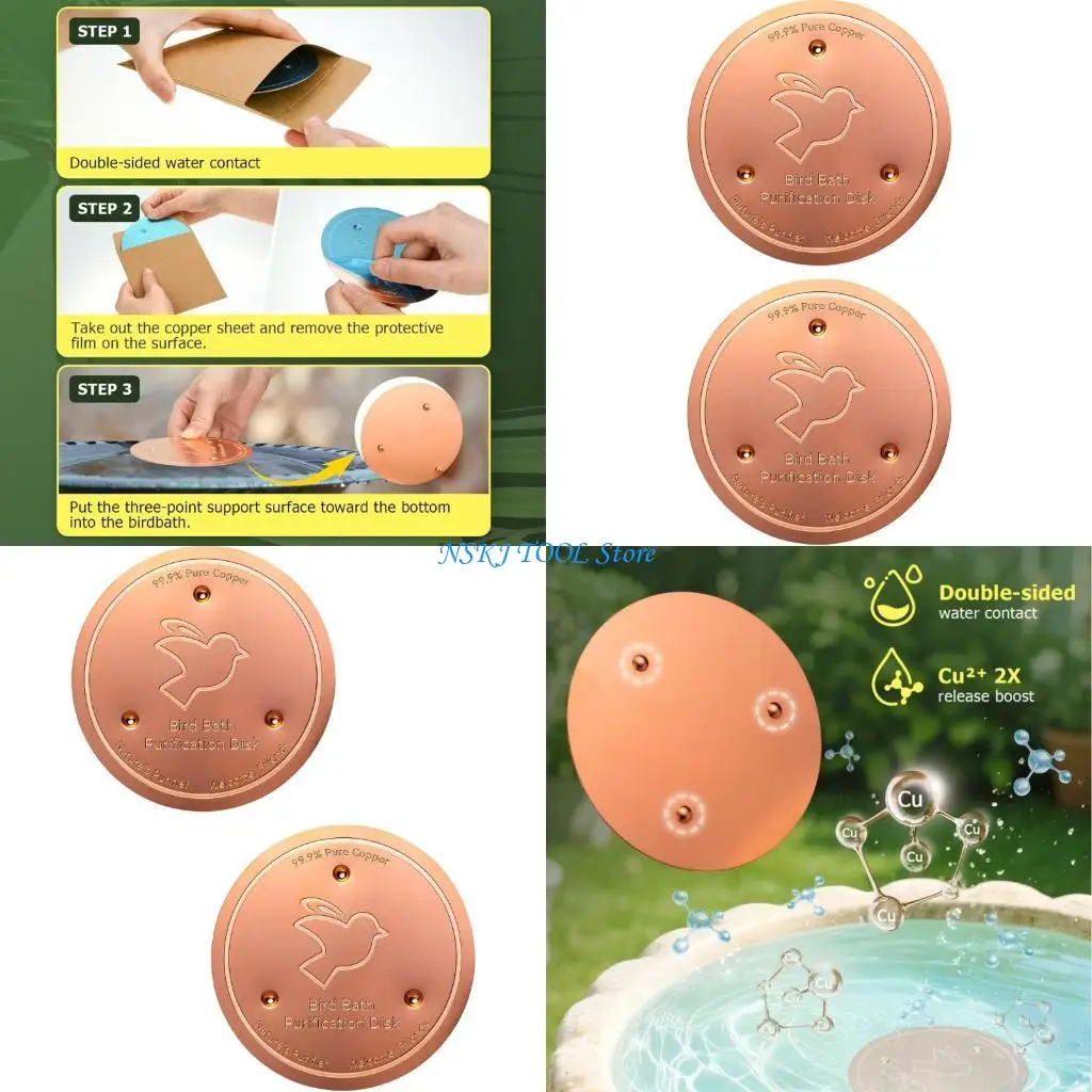 

L8RC Bird Bath Purifier Plate for Physical Safe Clean Water All-Season Copper