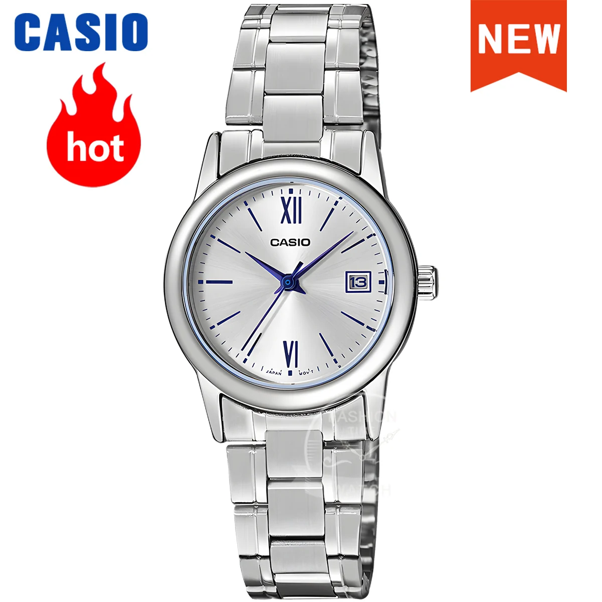 Relógio Casio para mulheres, relógio de quartzo à prova d'água, relógio masculino, série LTP-V002