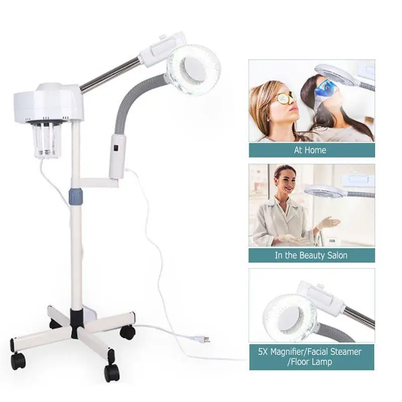 

Single-Heat Facial Steamer Hydration Device Salon Mist Sprayer with Convenient Magnifying Mirror Beauty Tattooing Light