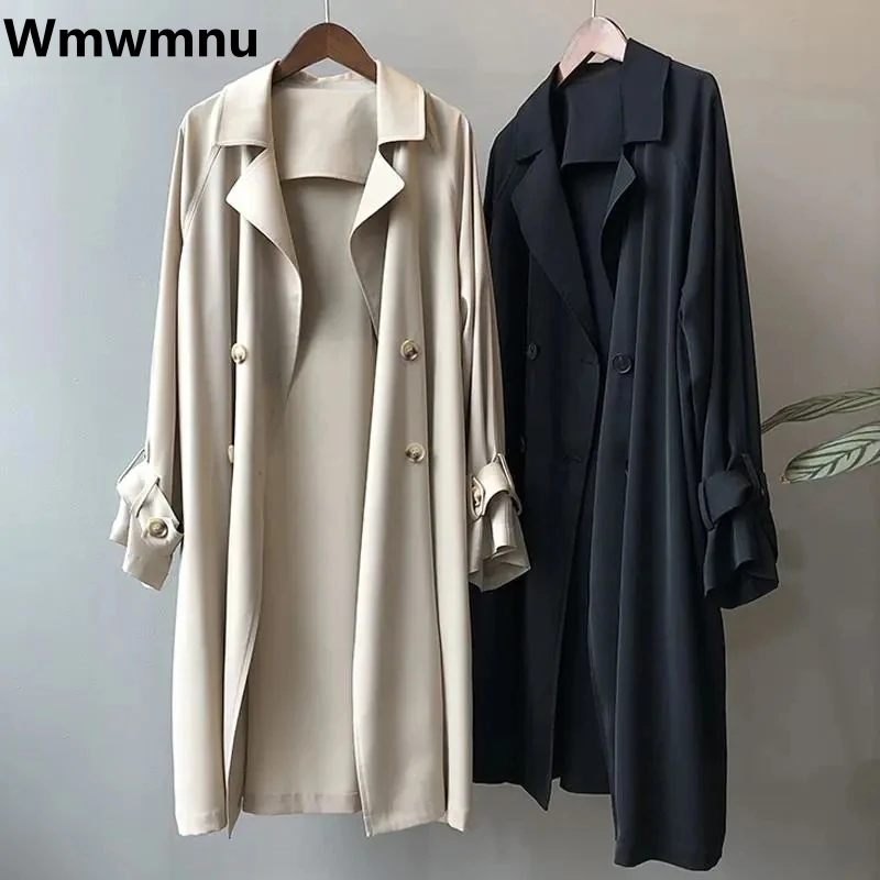 

Thin Loose Oversized Trench Coats Double Breasted Vintage Windbreaker Elegant Women Gabardinas Casual Spring Fall New Outerwears