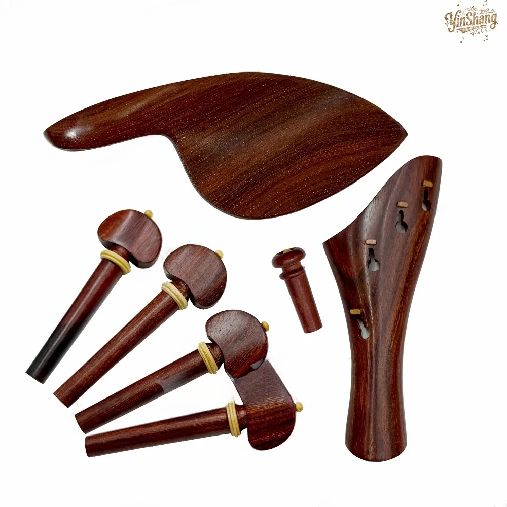 

4/4 Violin Complete Accessories Set Rosewood Tuning Pegs Tailpiece Chinrest Tail Nail Fiddle Parts for Violinists