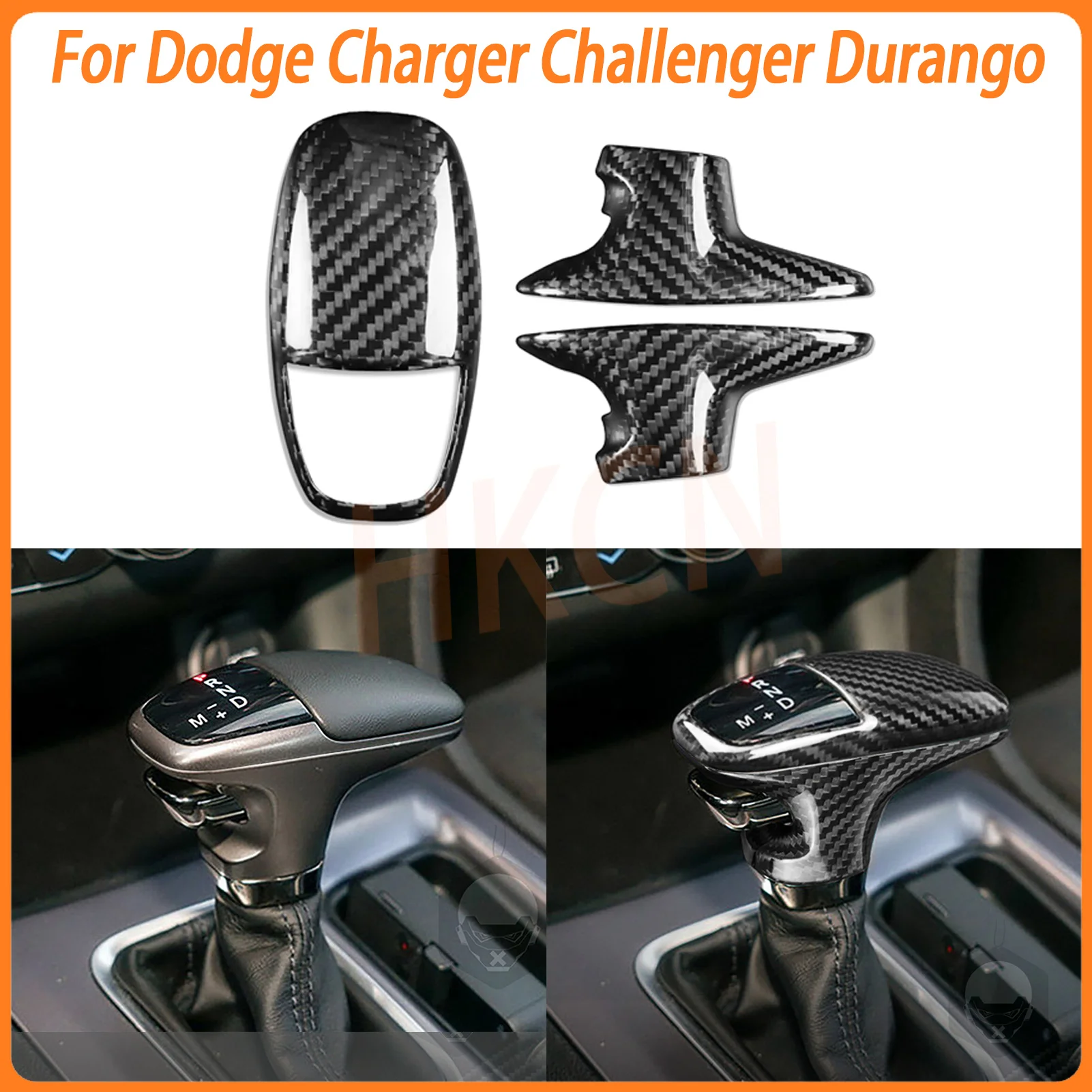 

Real Carbon Fiber Car Interior Accessories Gear Shift Knob Handle Level Cover Trim For Dodge Durango Challenger Charger 2015+