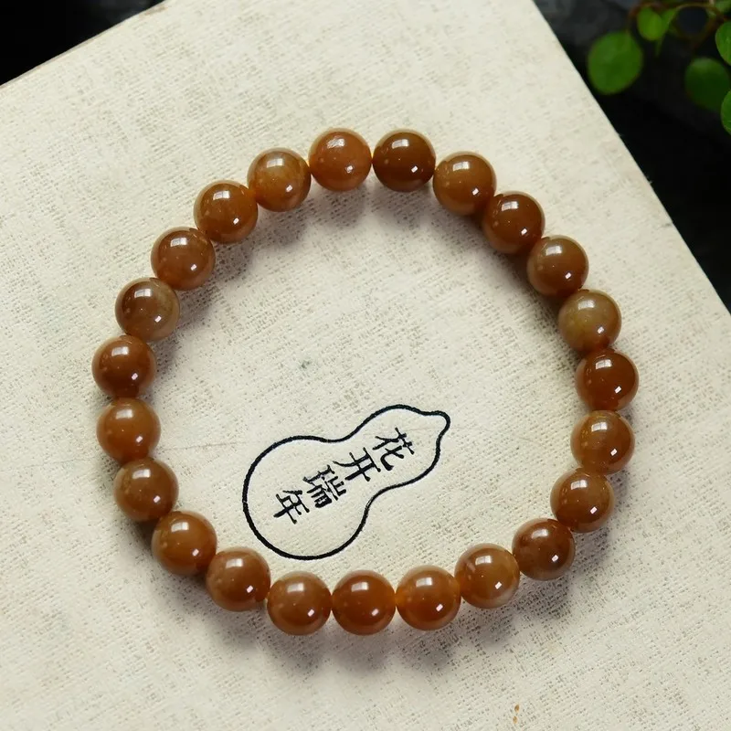 Hetian Qiemou Sugar White Mine Old Material 8Mm Bracelet Bead Chain Single Circle Jade Strand Men And Women