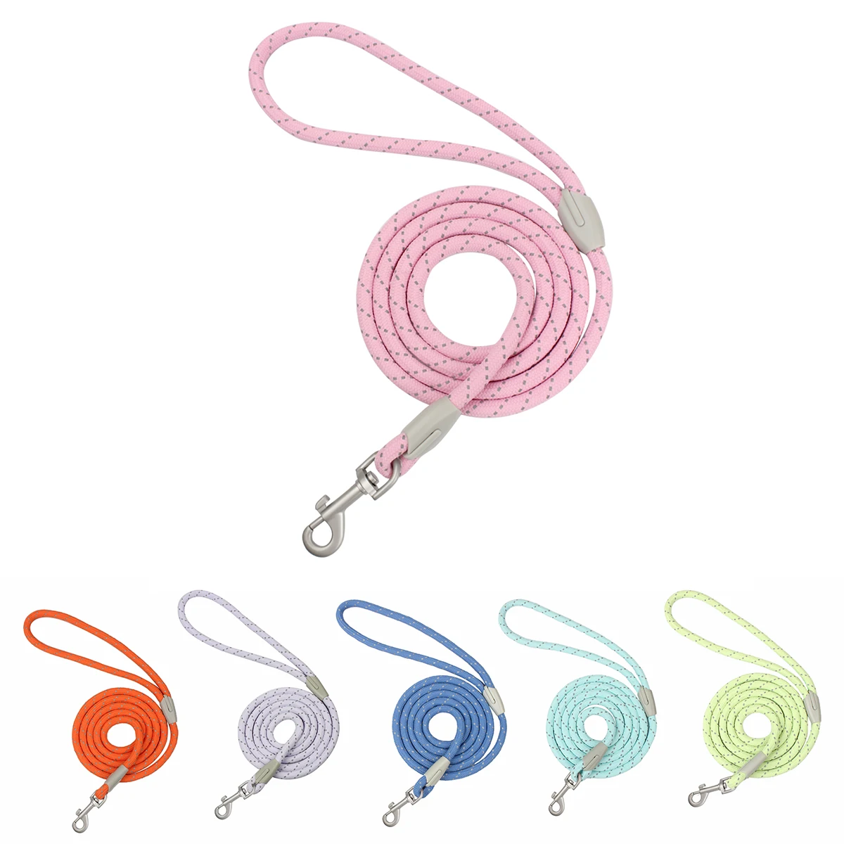 Anti-Lost Nylon Lead Rope for Pet Walking Leashes Safety Reflective Night Non-Slip Dog Training Leash Outdoor Hot 2024