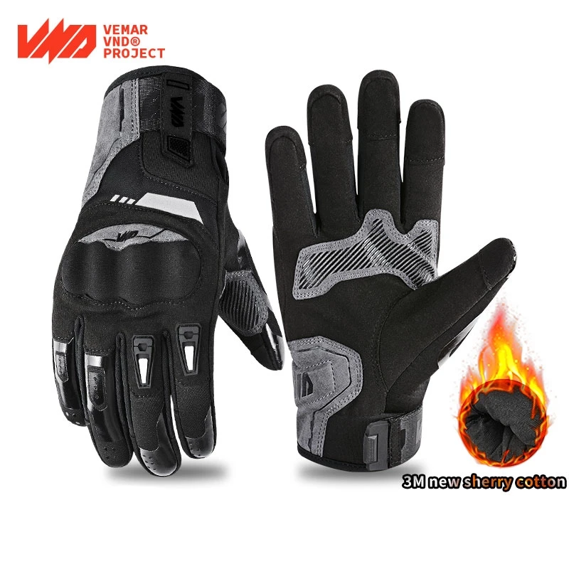 

VND Winter Warm Motorcycle Gloves for Men Women Guantes Para Motos Windproof Waterproof Anti-fall Bike Moto Riding Gloves