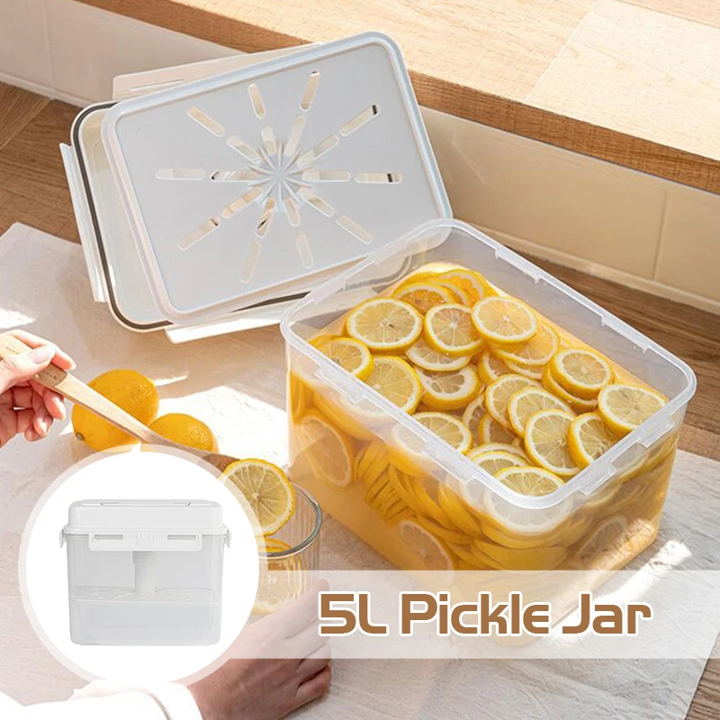 

5L Pickle Jar Leakproof Pickle Fermentation Container For Gherkin Sauerkraut Olive And Kimchi Storage Container Fermentation