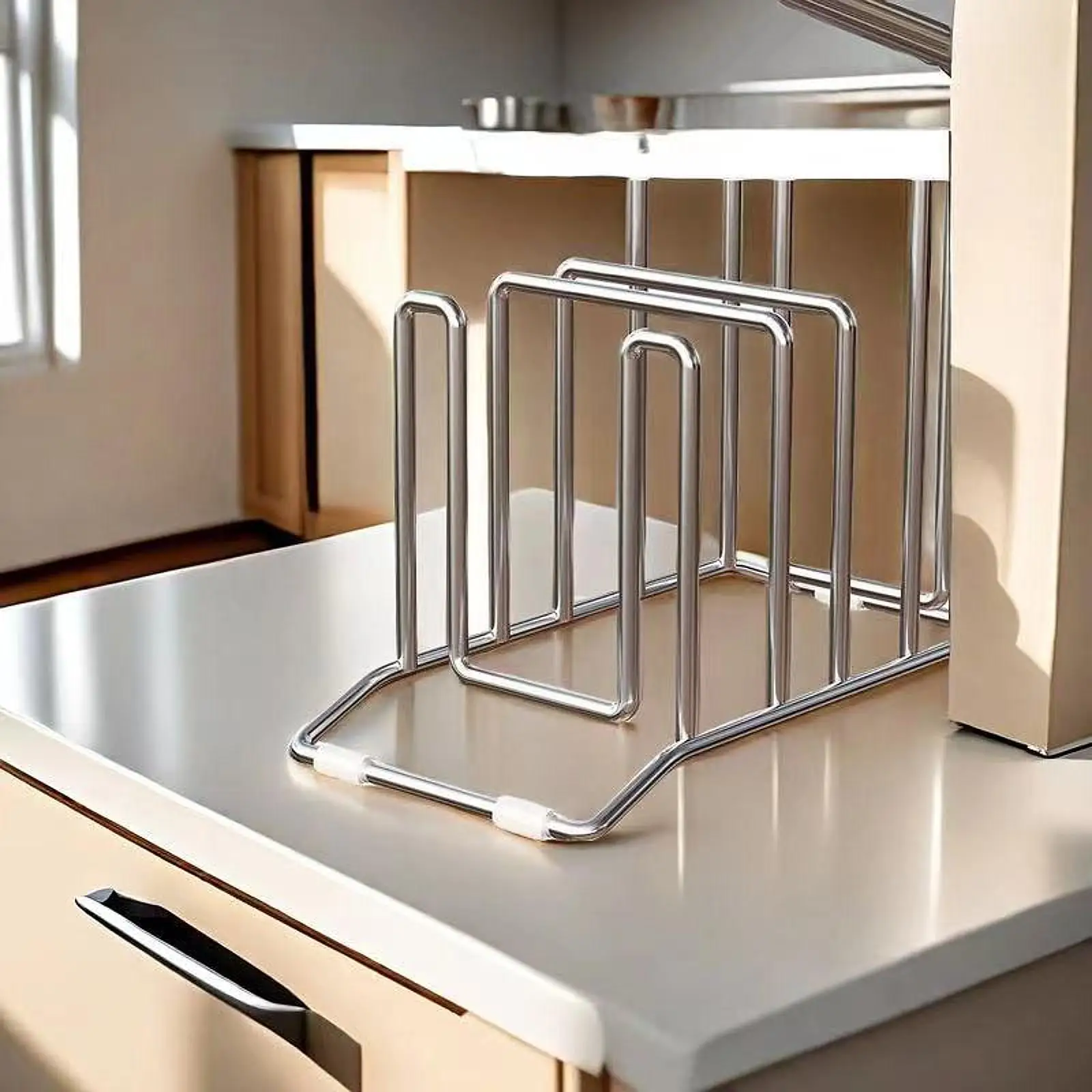Cutting Board Holder Rack,Pot Lid Holder,Kitchen Accessories,Divided Metal Chopping Board Organizer,Cookware Holder for Plate