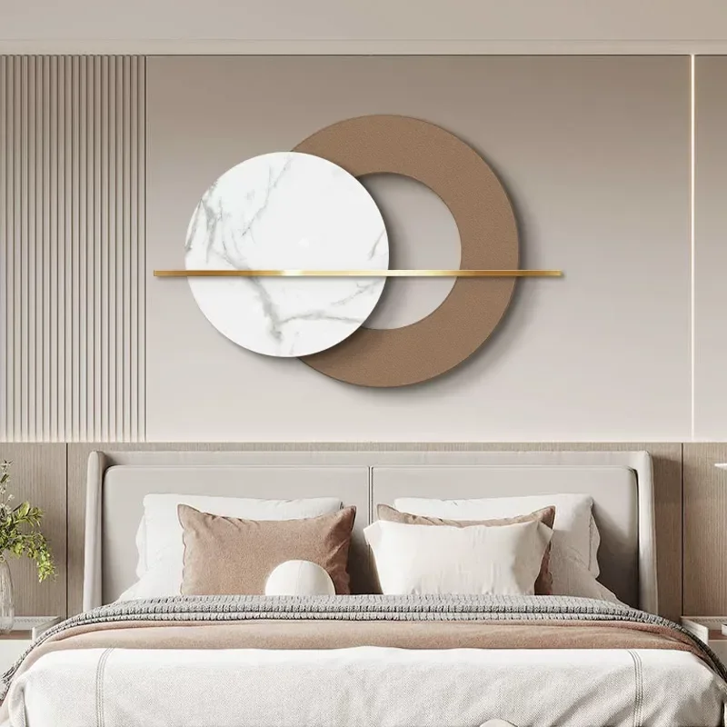 Light Luxury Italian Minimalist Round Crystal Porcelain Wall Art Painting for Bedroom Bedside Living Room Sofa High End Home