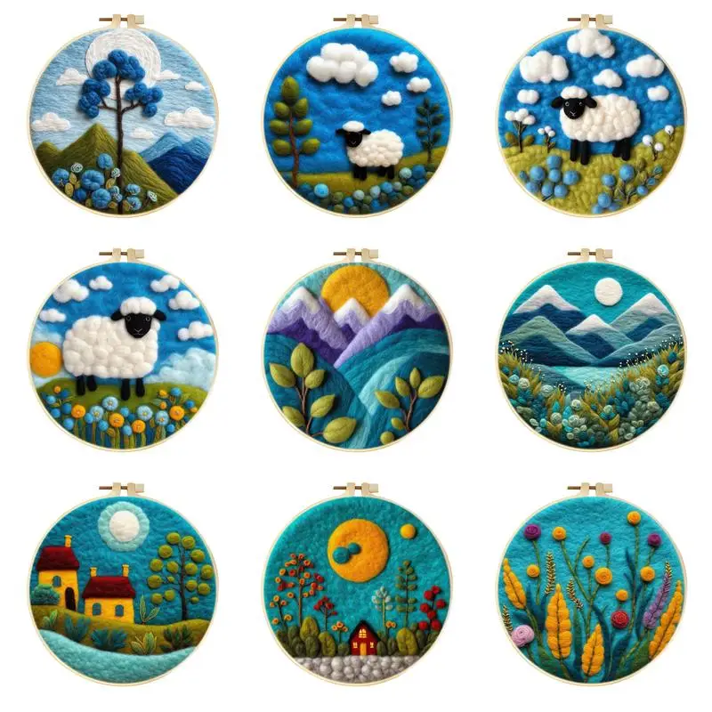 

Sheep Needle Felt Starter Kits For Adults Diy Wool Felting Painting Beginners Kit Embroidery Frame Wool Needlework Crafts