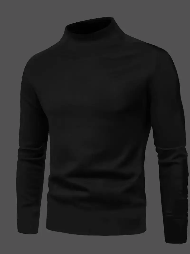 New Men Mock Neck Long Sleeve T-shirt Solid Color Slim Fit Soft Stretchy Casual Basic Inner Tops S-2XL