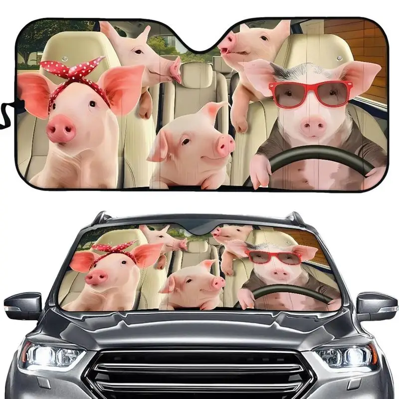 Car Sunshade Foldable Cute Funny Pattern Automotive Windshield Sunshades Heat Insulation Cooling Front Windshield Sun Shade For