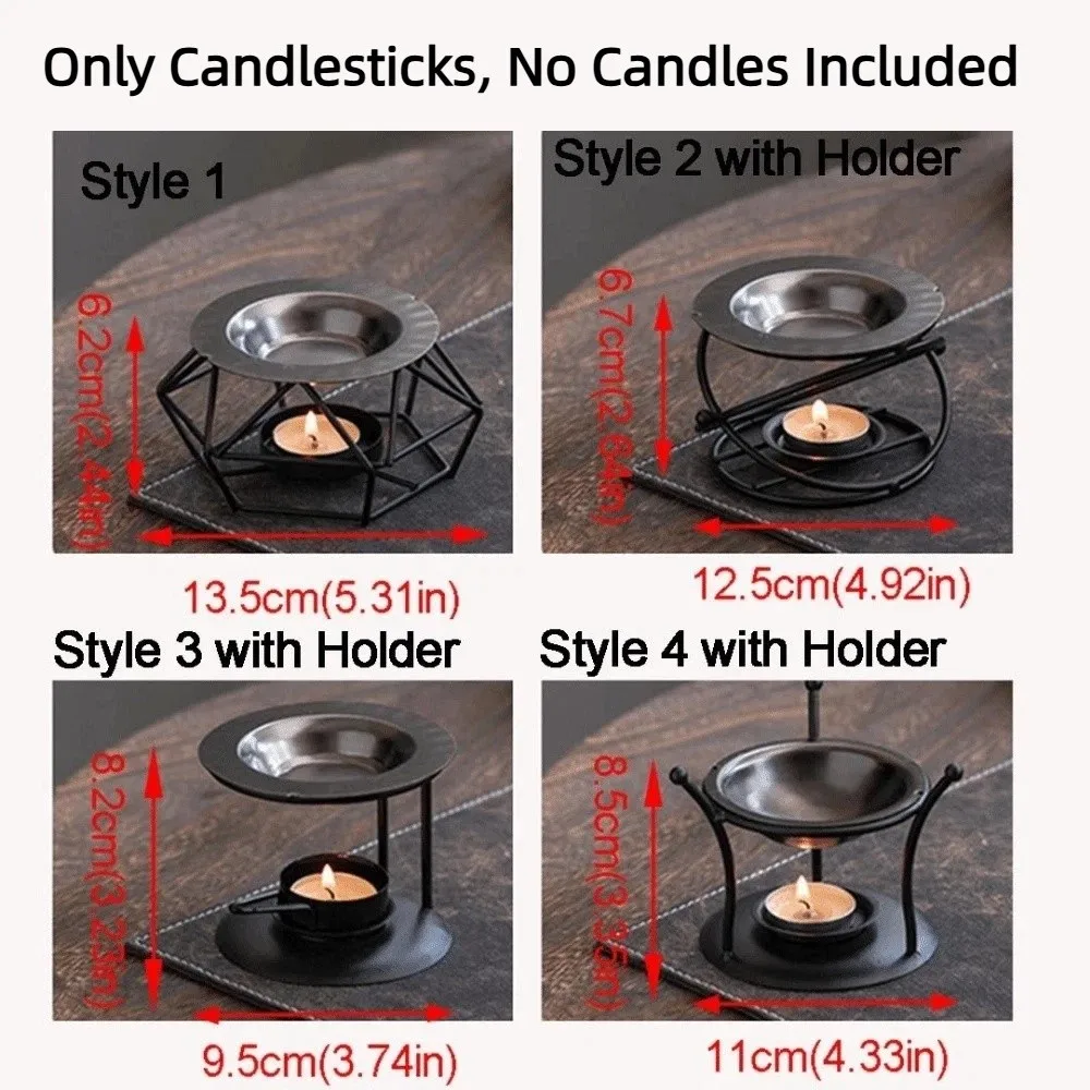 Creative Essential Oil Warmer Portable Polygon Metal Incense Burner Hollow Out Decorative Candle Heating Holder Bedroom Use - view 6