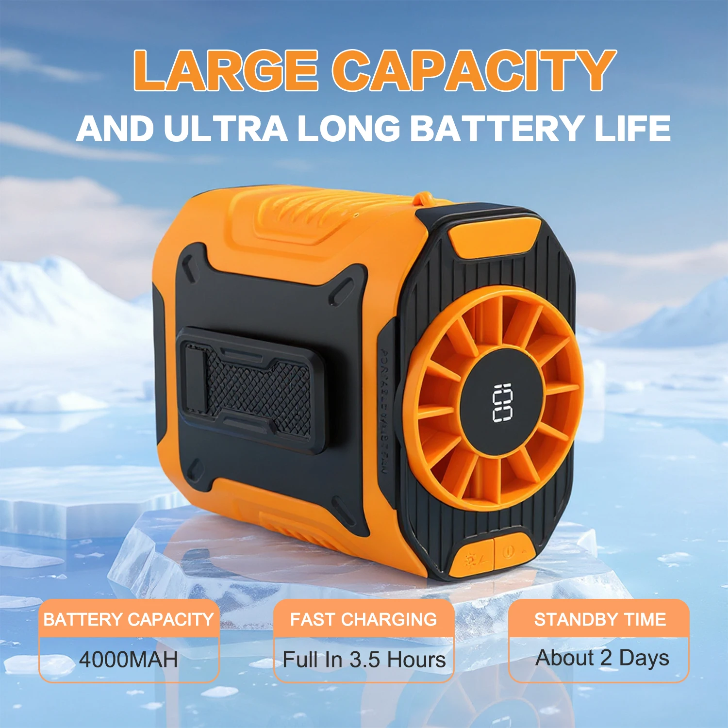 Kipas Leher Dapat Dipakai USB 4000MAh, Kipas Klip Pinggang Portabel Dapat Diisi Ulang untuk Mendaki, Memancing, Berkemah, Siaga Super Panjang & Co Kuat