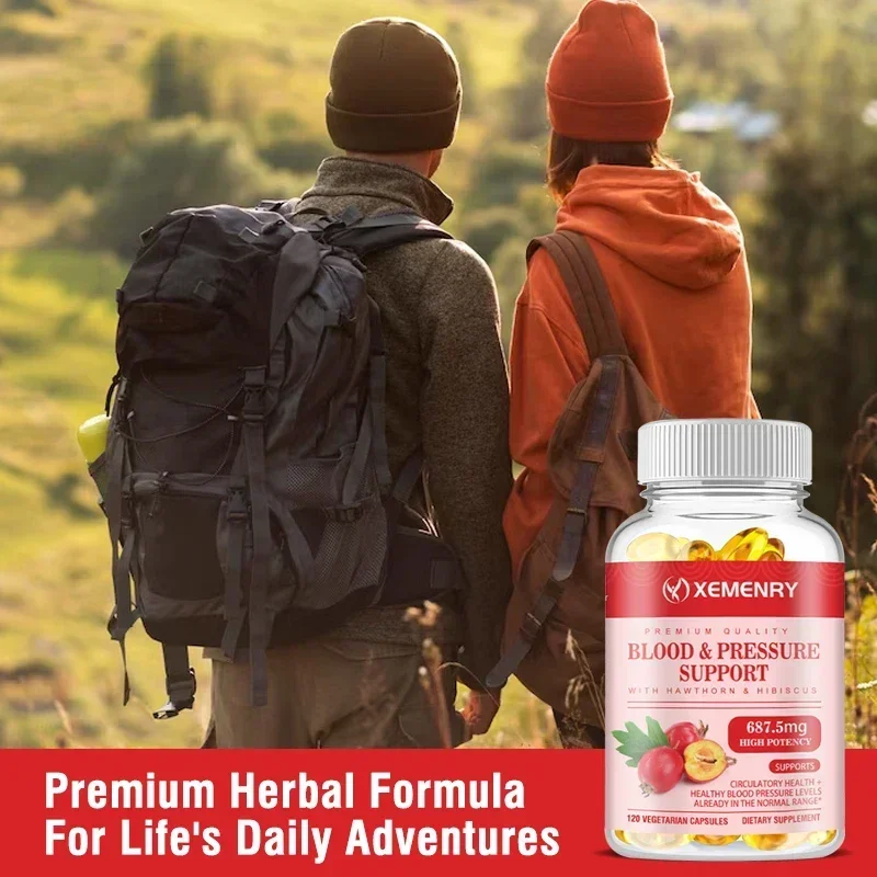 Blood & Pressure Support Capsules - with Hawthorn, Hibiscus and Garlic, Support Y Blood Circulation & Heart Energy Supplement - Image 4