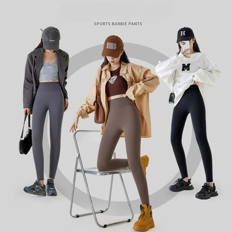 Autumn Winter Women's Velvet Thickened Slim Fit Leggings Warm Elegant Lady Fleece Pants Fashion Solid Color sexy Female Clothing