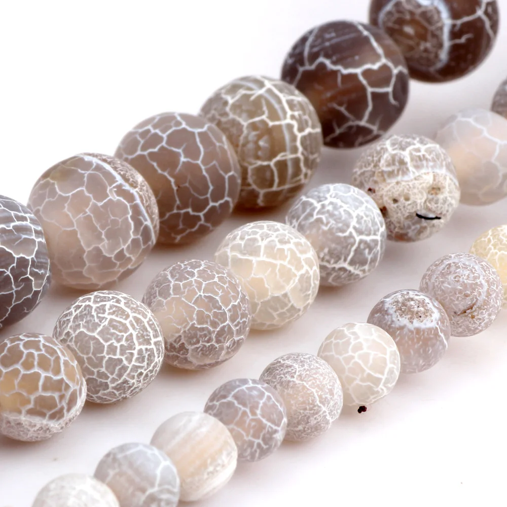 004 Model 6MM/8MM/10MM Matte Matte Matte Coffee Stained White Stripes Natural Stone Pine Beads DIY Necklace Jewelry Making view 2