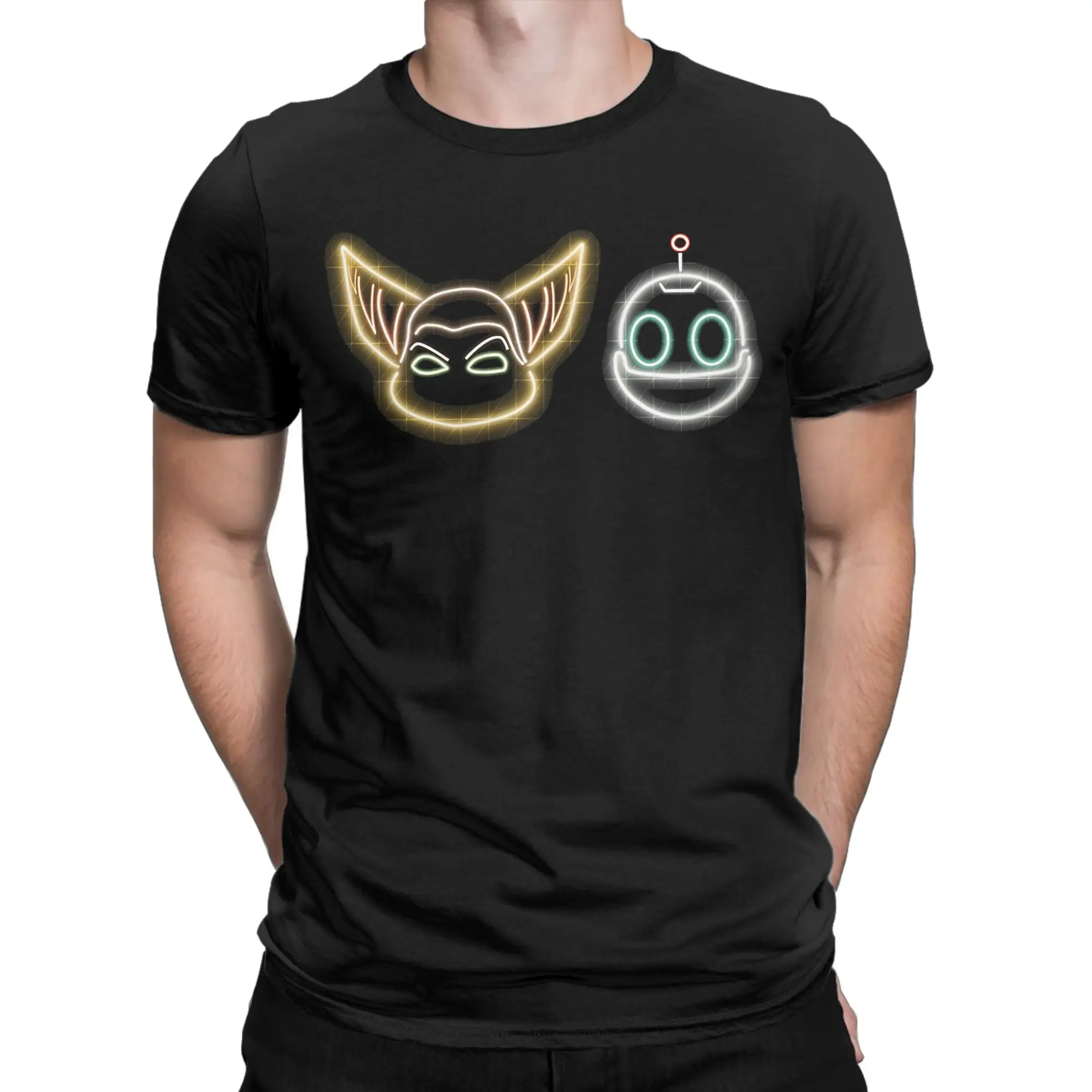 Cosmic Action Graphic  Classic Ratchet & Clank Novelty Graphic 100% Cotton T-Shirt Tops Tees For Men