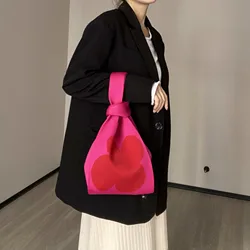 Bolso de hombro de punto con flores coreanas para mujer, a la moda ahuecado bolso de mano, tejido, 2023