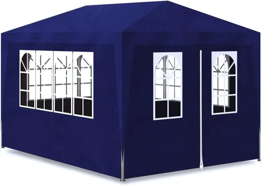 Outdoor Party Event Tent and Canopy Tent with Gazebo Canopy, Garden Pavilion, 10' x 13' Blue, UV and Water Resistant, Mounting Materials Included