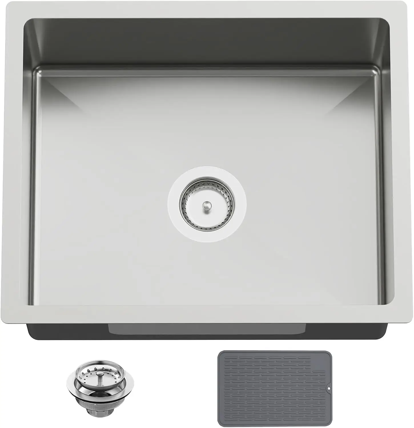 22x18 In Undermount Kitchen And Bar Sink- Stainless Steel Single Bowl Kitchen Sink Modern Drop In Bar Sink With Silicon Mat,Drai