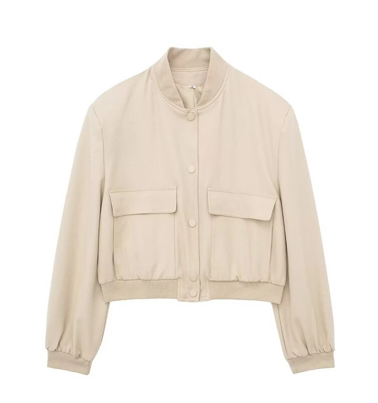 

Faionable Pilot Jaet Women's All-Match Large ket Outerwear ort Coat Pure Color Commute Sle Button Sve Design