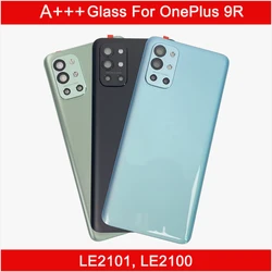 Cubierta trasera de batería A +++ para Oneplus 9R 1 + 9R, cristal trasero, carcasa de puerta, reparación de Panel con lente de cámara