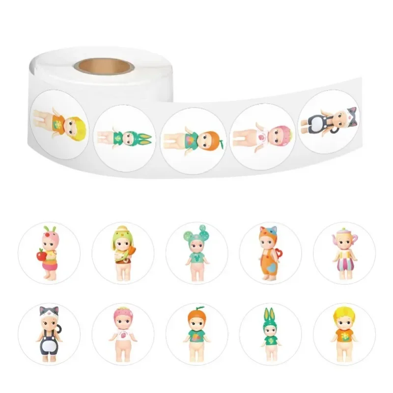 500Pcs Kawaii Cartoon  Roll Round Kids Sticker for Kindergarten Rewards Creative Hand Tent Waterproof Adhesive Tape
