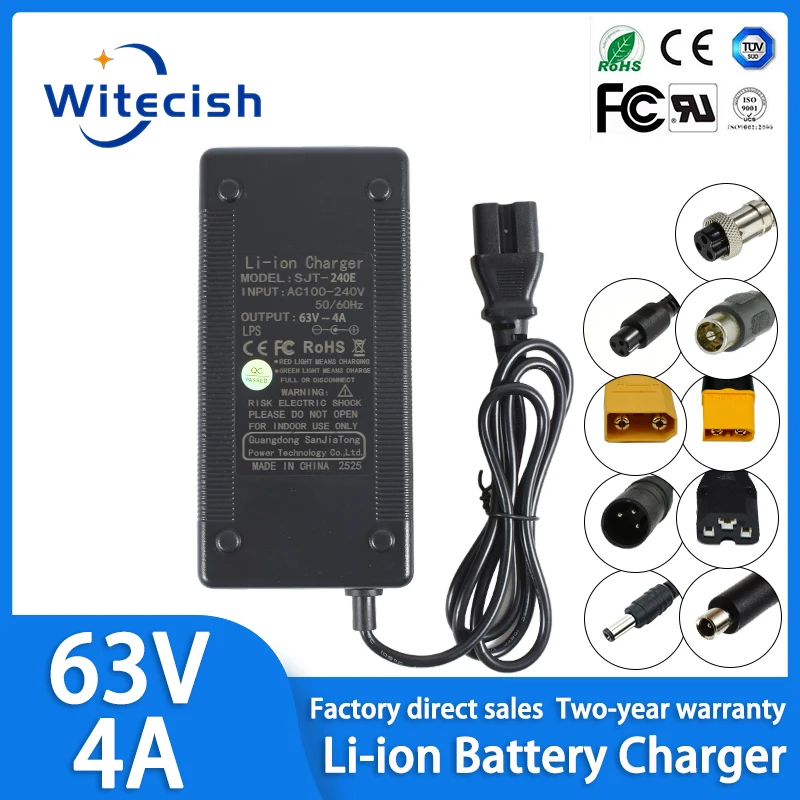 

63V 3A 4A Lithium Battery Charger For 55.5V 15S Lithium Battery Smart Charger With Fan IEC/XT60/XT90/XLR available for selection
