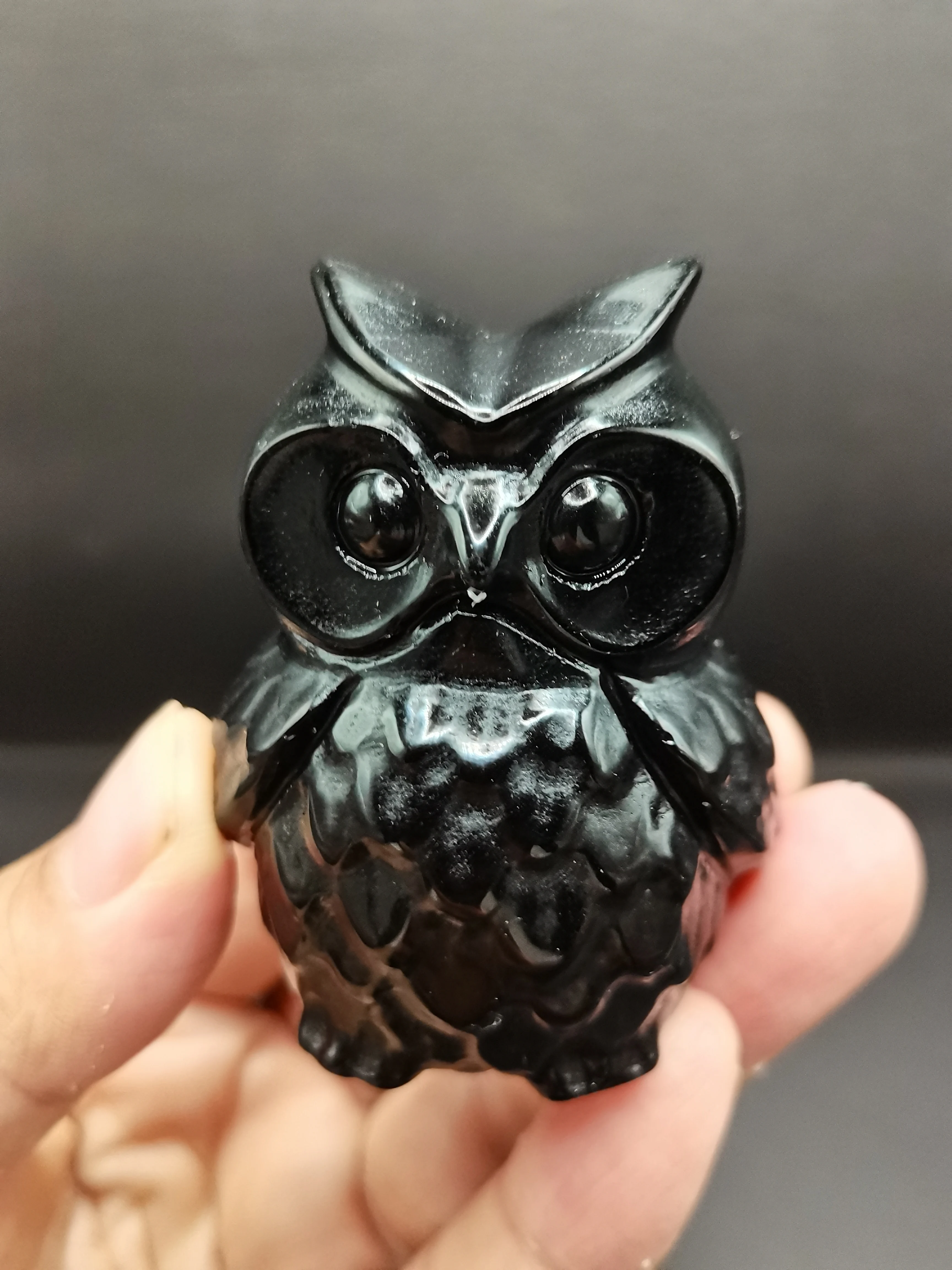 60mm Owl Statue Natural Obsidian Crystal Stone Carving Healing Animal Figurine Energy Healing Home Decoration Crafts Gifts