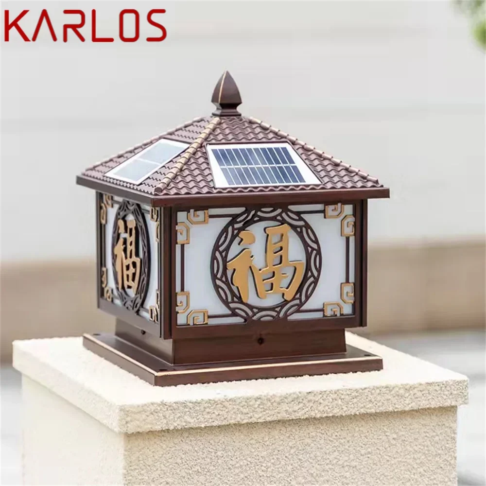 KARLOS Black Lawn Lamp Outdoor Retro LED Lighting Waterproof Classical for Home Villa Path Garden Solar