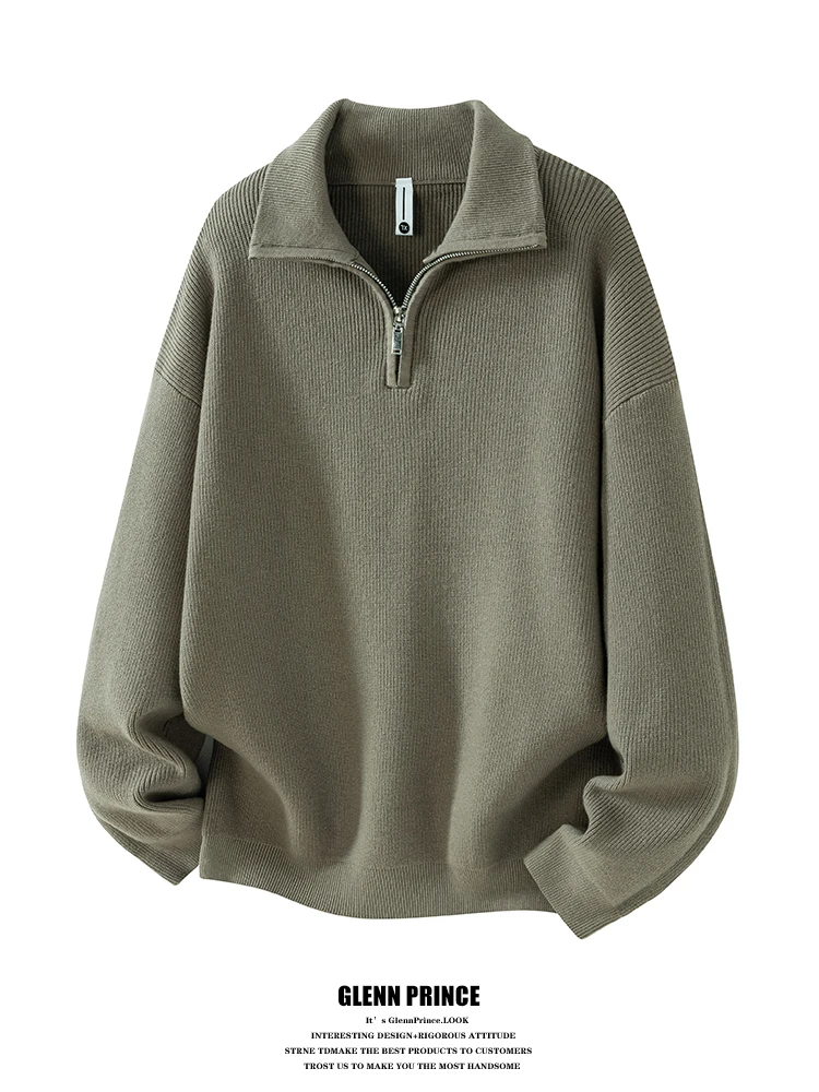 

Мужской вязаный свитер GPstudio с молнией и воротником-стойкой, модный повседневный, с длинными рукавами, молодежный, из смесового полиэстера, для зимы