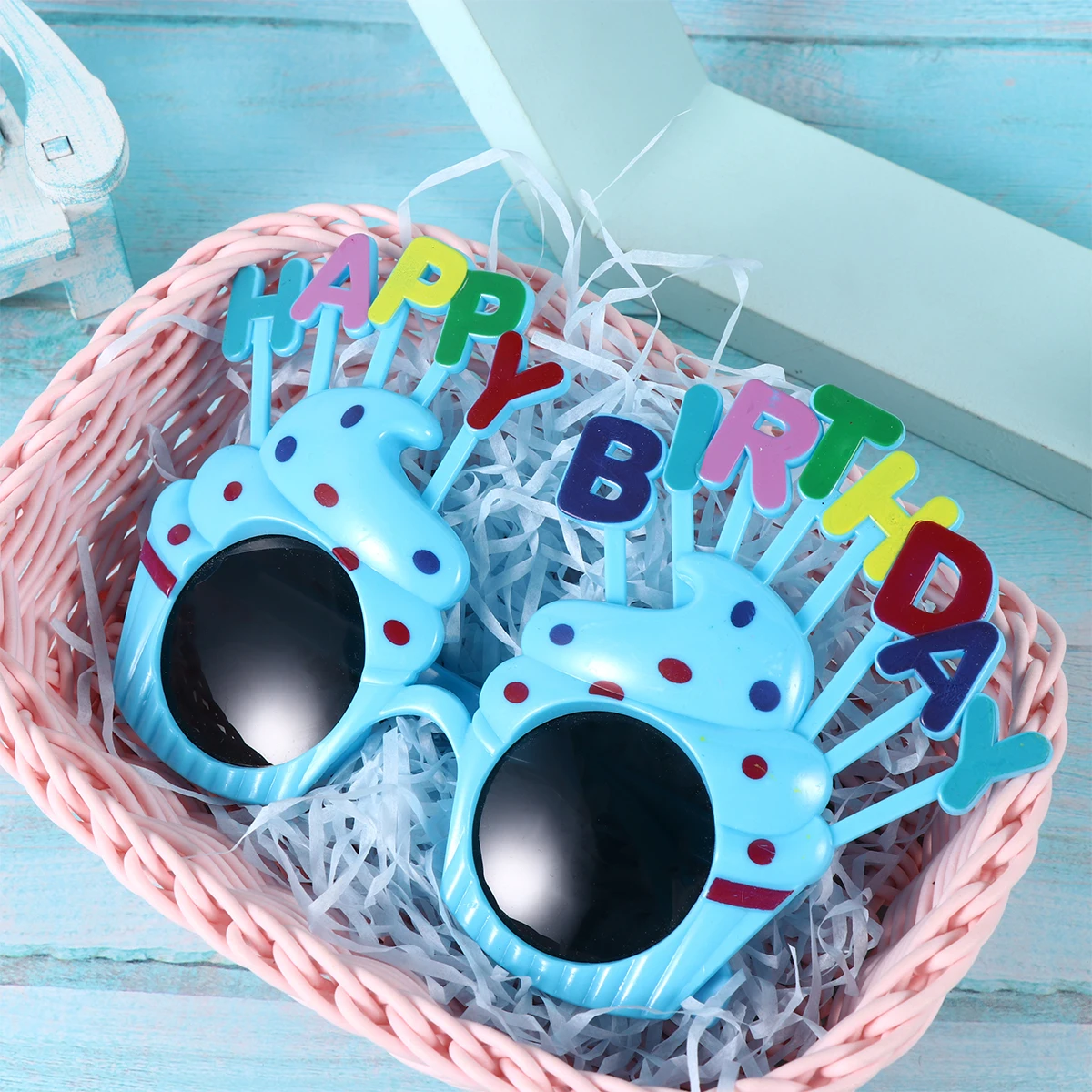 

2Pcs Rainbow Blue Birthday Glasses Funny Party Eyewear Cosplay Accessories Unique Photo Props For Celebration