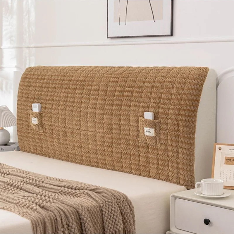 Quilted Headboard Cover Plush Bed Head Covers All-inclusive Bedside Protector Cover Soft Thick Bed Back Dust Protector Cover