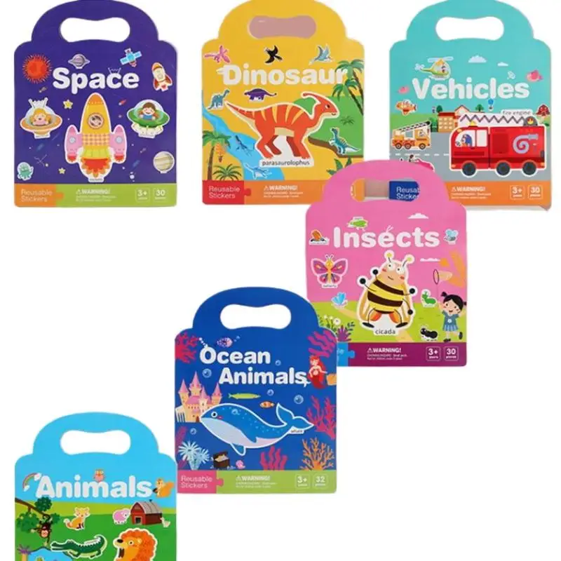 1 Set Kids Portable Reusable Quiet Busy Paste A Book Children DIY Sticker Book Bubble Scene Sticker Jelly Paste Toy