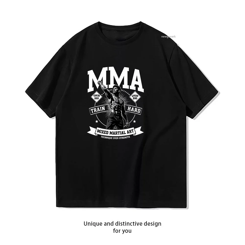 MMA Mixed Martial Art Training Technique Strength  Casual Cotton Short Sleeve Tee for Men Women