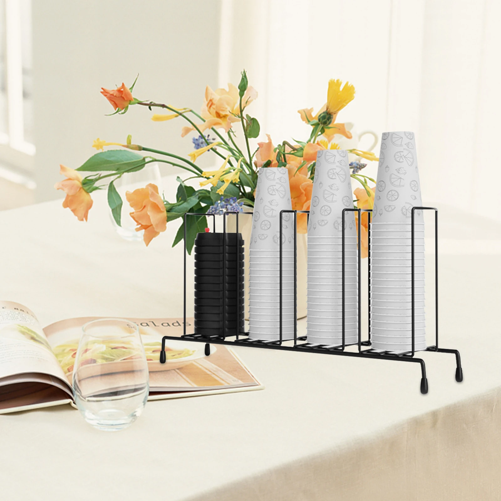 

Одноразовая подставка для чашек, утолщенный утюг, креативный дизайн, удобный диспенсер для хранения чашек для кофе, молока, чашки, бар, магазин, черный