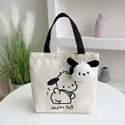 Sanrio Pochacco Torba płócienna Przenośne torby na lunch Kobiety 2024 Nowa modna torba na ramię Torby na zakupy Prezent