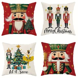 Christmas Nutcracker Pillowcase Merry Christmas New Year Gift Home Bedroom Room Decoration Sofa Cushion Cover