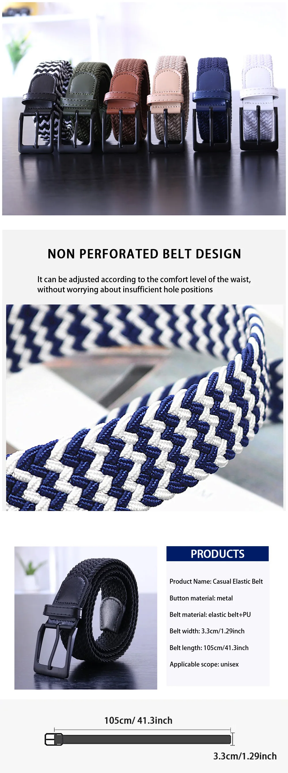 Männer Gürtel Mode Lässig Gewebt Elastische Gürtel Outdoor Sport Dame Taktische Gürtel Strap Klettern Gürtel Mit Hosen Jeans Neutral gürtel – Detail 1