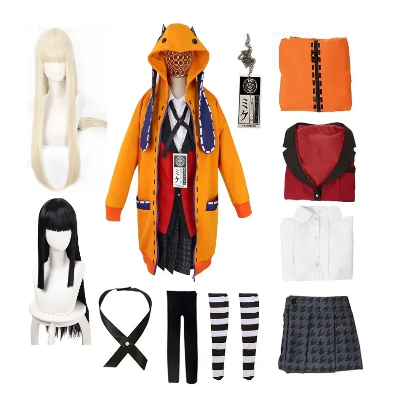 Косплей Compulsive Gambler Yumeko Jabami и Ikishima Midari JK, униформа, парик, бесплатный головной убор, школьник, школьный Su MN3