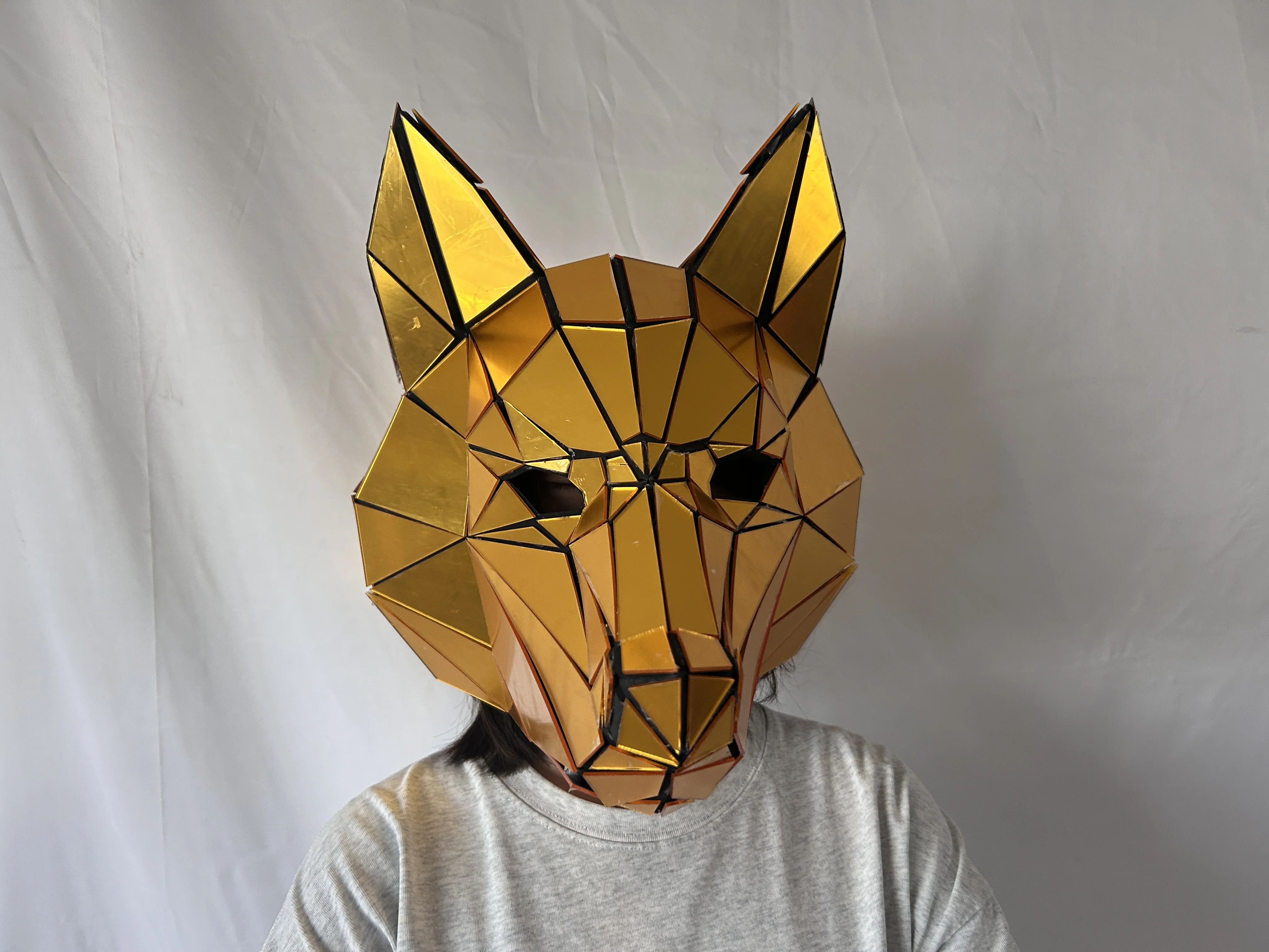 

Acrylic Dog Head Helmet Cosplay Mask Gold Silver for Halloween Christmas Stage Performance Props Suitable for All Ages