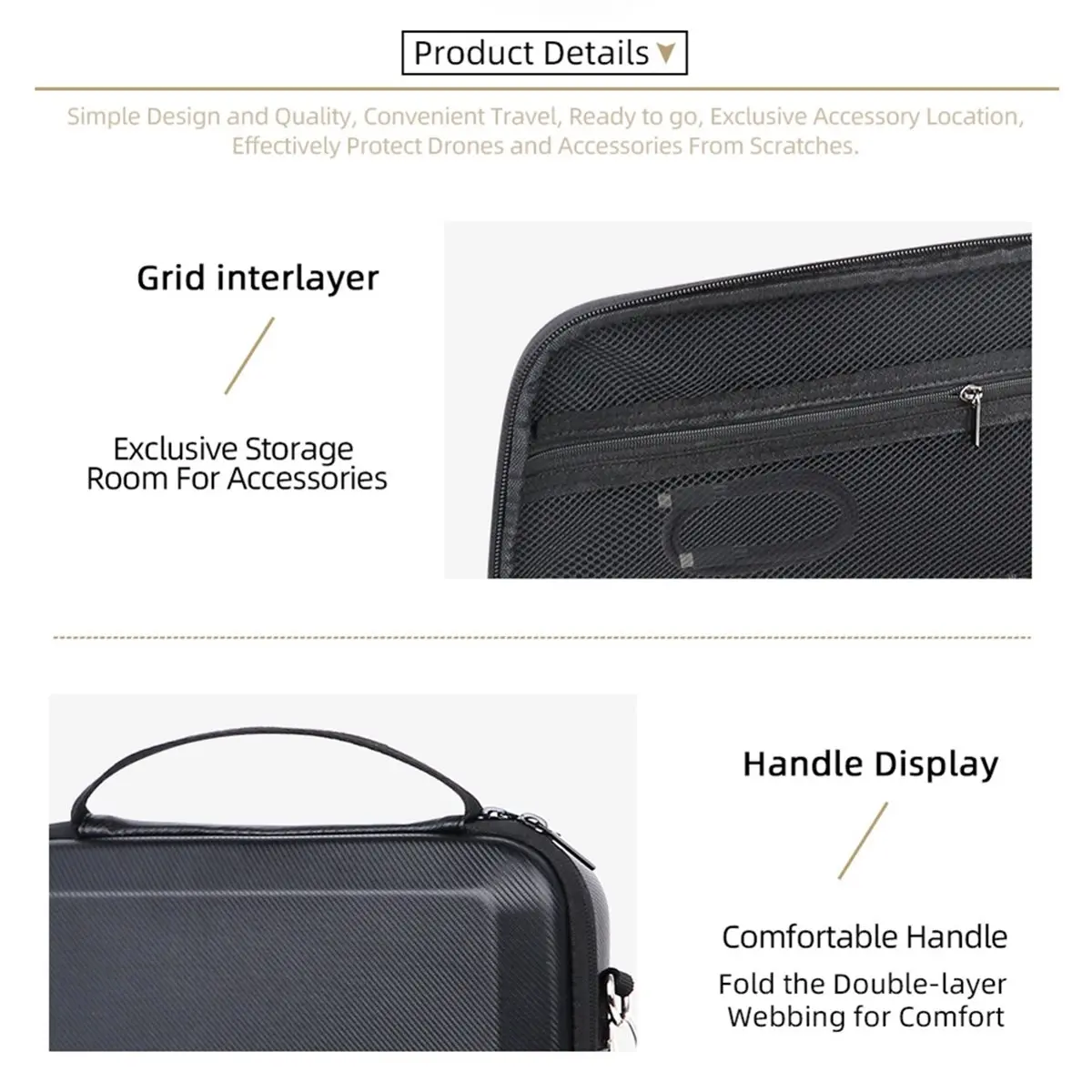 【Multifunctional】 Storage Case for Action 6 Portable Shoulder Bag Travel Carrying Box for Sports Camera Accessories Black