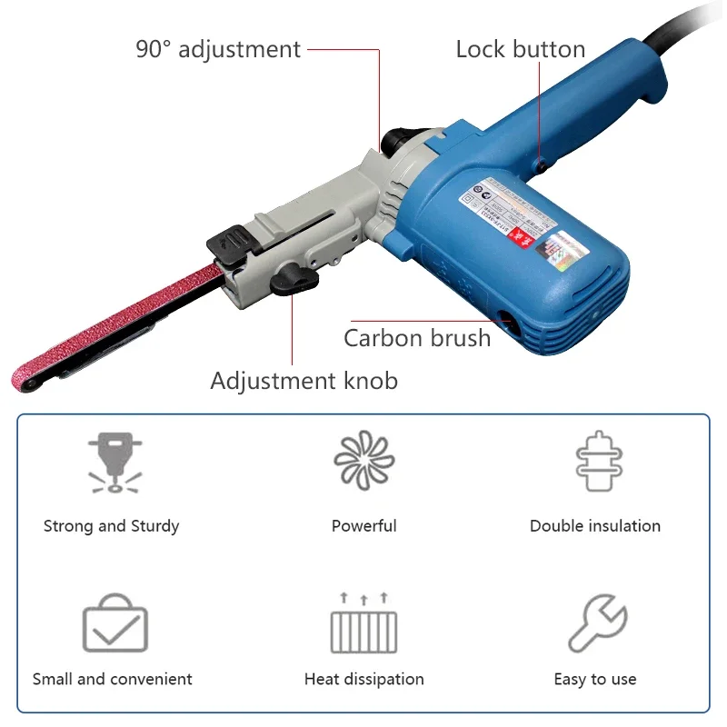 220V 500W Portable Small Sanding Belt Machine Sanding Machine Angle Grinder WoodworkingMetal DIY Polishing Machine