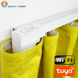 Eway Eway Casa Smart Curtains S-Wave Tuya WiFi Electric Curtain Track Ripple Fold Smart Track Motorized Drapery Rail  CM_SW_WIFI